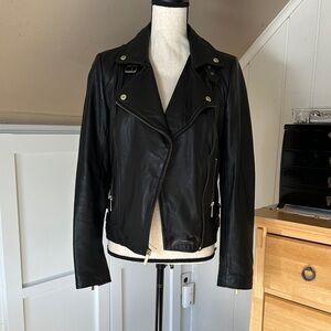 Moda International Classic Black Leather Jacket